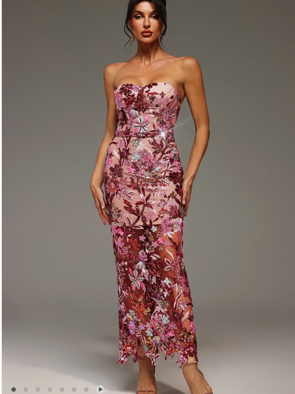 Bella Barnett Lilya Embroidery Sequin Maxi Dress Size S NWT